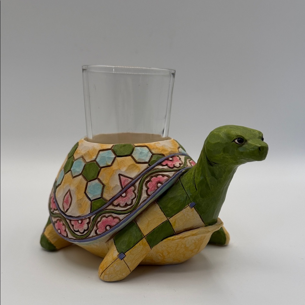 Jim Shore Rare Colorful Turtle Candle Holder